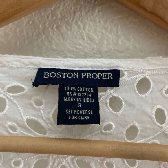 Boston Proper Eyelet Intricate Lace Blouse Tunic Shirt Top Small Boho Festival - Picture 2 of 4